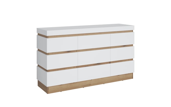 Sideboard weiß/Eiche Nachbildung, 160,8 x 92,5 cm, inkl. Push-to-Open Funktion-01