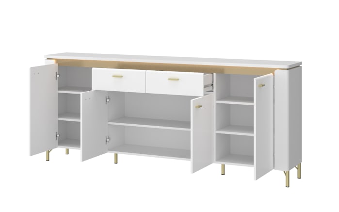 Sideboard Lazio, weiß/gold, 200 cm, inkl. Beleuchtung-03