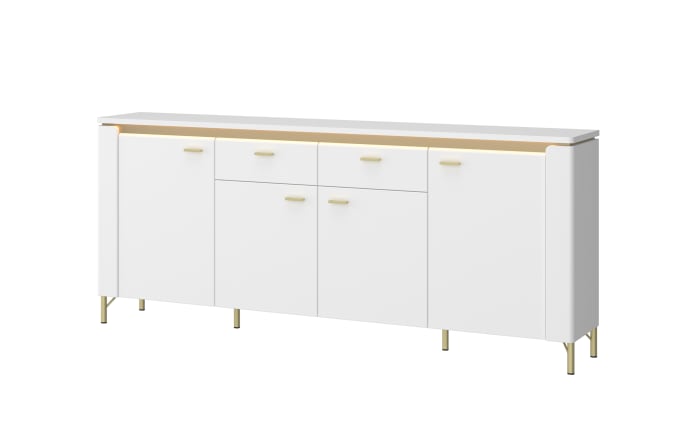Sideboard Lazio, weiß/gold, 200 cm, inkl. Beleuchtung-01