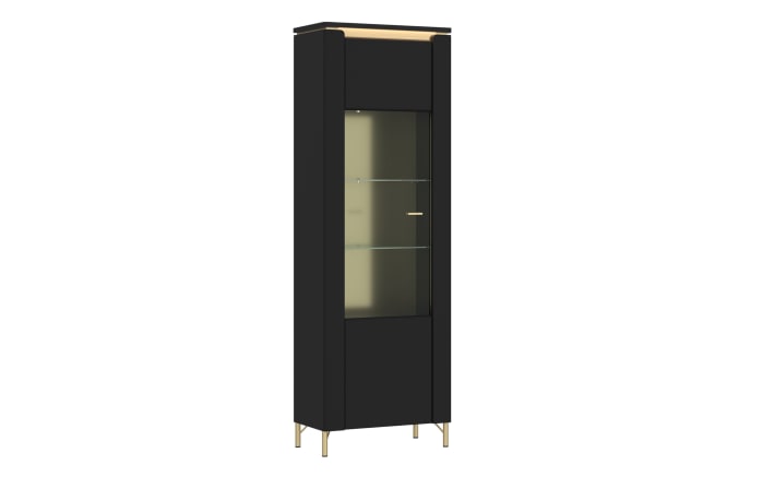Vitrine Norica, schwarz/gold, inkl. Softclose Funktion, Breite 65,5 cm-01