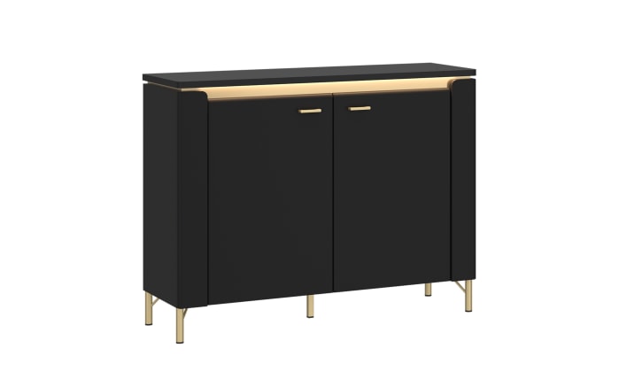 Sideboard Norica, schwarz/gold, inkl. Beleuchtung, Breite 110 cm-01