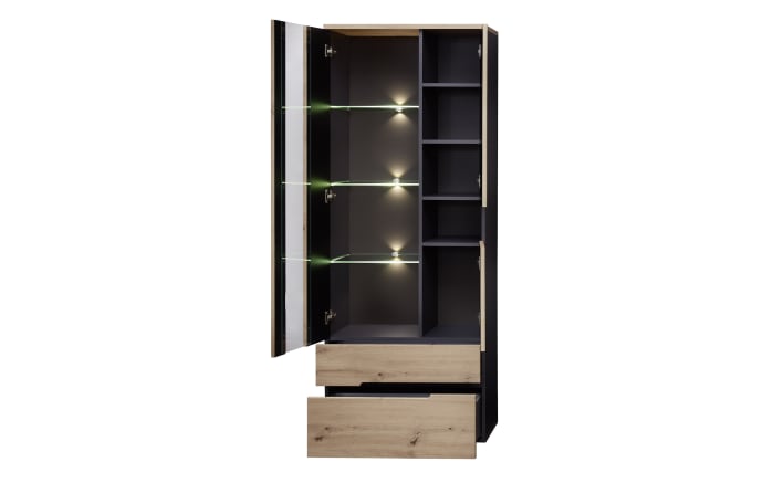 Vitrine Memphis, Artisan Eiche Nachbildung/graphit, inkl. LED-Beleuchtung-02