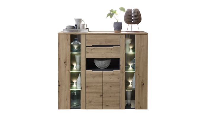 Highboard Memphis, Artisan Eiche Nachbildung/graphit, inkl. LED-Beleuchtung-01