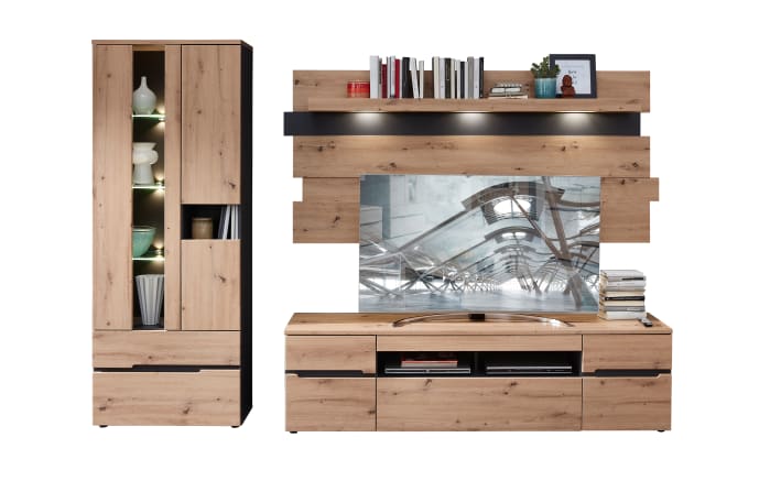 Wohnwand Memphis, Artisan Eiche Nachbildung/graphit, inkl. LED-Beleuchtung-04