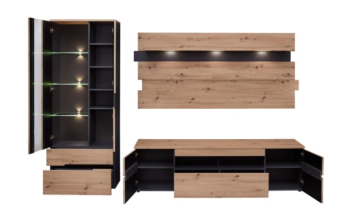 Wohnwand Memphis, Artisan Eiche Nachbildung/graphit, inkl. LED-Beleuchtung-05