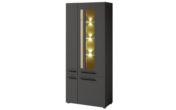 Vitrine Loft-Two, graphit supermatt, inkl. LED-Beleuchtung-01