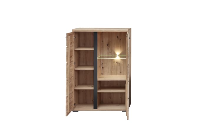 Vitrine Sonos II links, Altesche/Artisan Oak Nachbildung, inkl. LED-Beleuchtung-02