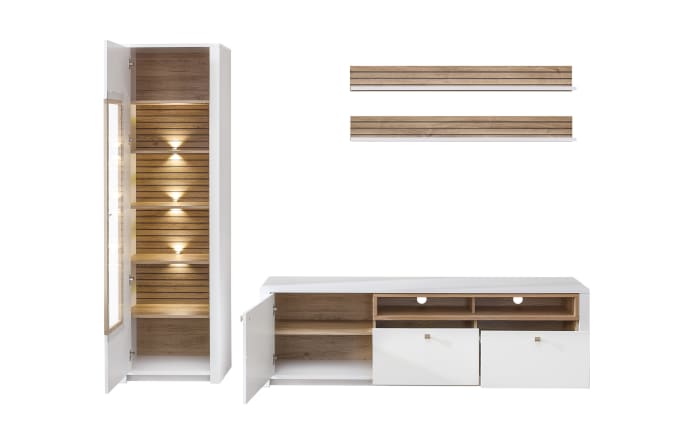 Wohnkombination Arktis, Eiche/weiß, 269 cm-02