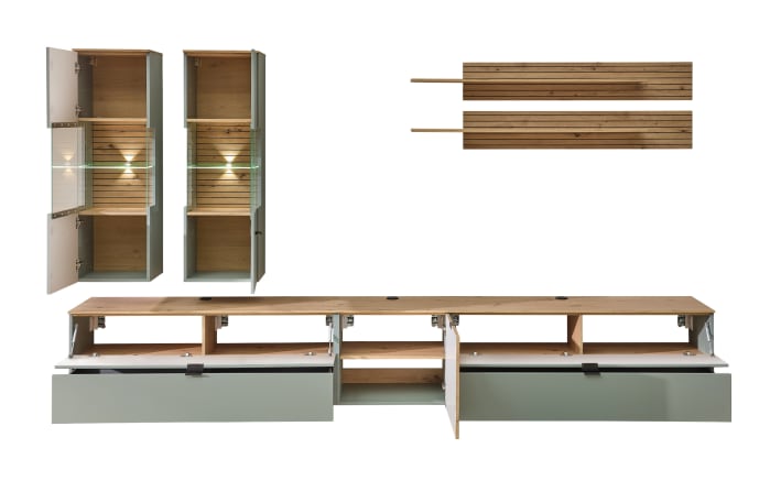 Wohnkombination Ina, schilfgrün/Artisan Eiche, 340 cm-03