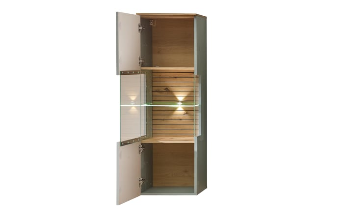 Hängevitrine Ina, schilfgrün/Artisan Eiche, 40 cm-02