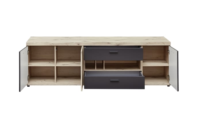 Wohnwand Lamella, Cosmos grey, Viking Oak Nachbildung-06