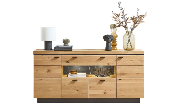 Sideboard Monza, Wildeiche massiv, inkl. LED-Beleuchtung -01
