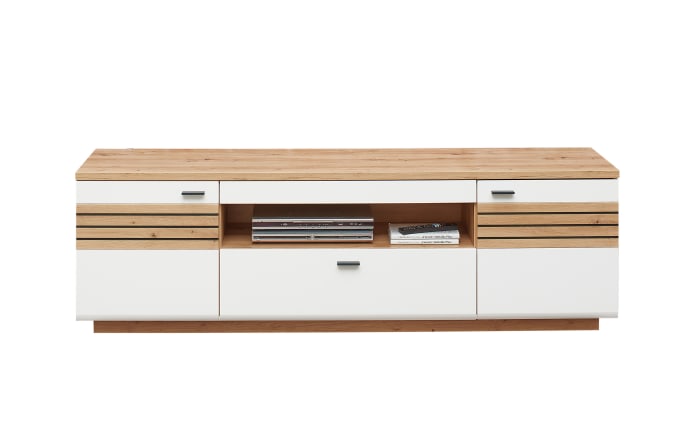 Wohnwand Fresno, weiß/Eiche-Nachbildung, inkl. Softclose Funktion -04