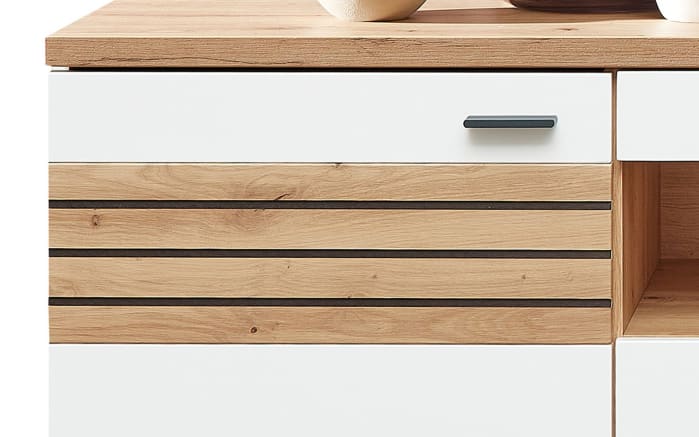 Wohnwand Fresno, weiß/Eiche-Nachbildung, inkl. Softclose Funktion -07