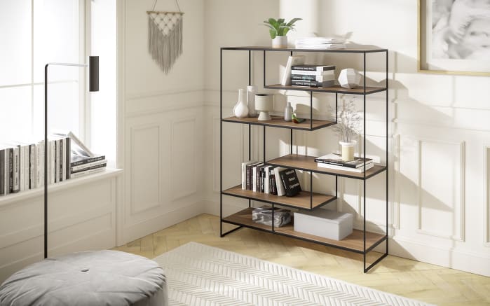 Raumteiler Toscana, Nussbaum, Metallgestell schwarz-02