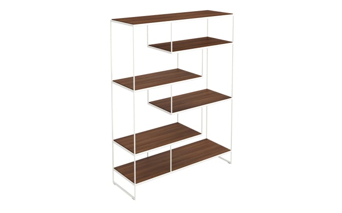 Raumteiler Toscana, Nussbaum furnier, Metallgestell weiß-01