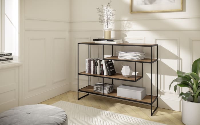 Regal Toscana, Nussbaum, Metallgestell schwarz-02