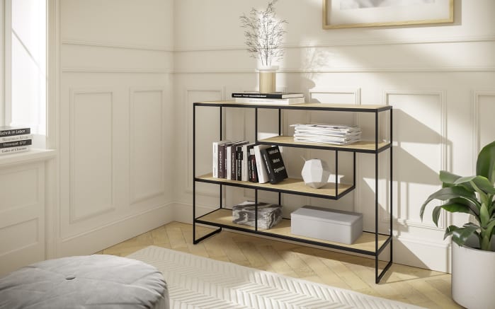 Regal Toscana, Wildeiche, Metallgestell schwarz-02