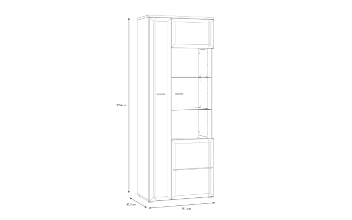 Glas-Vitrine Akinori, Mauvelle Eiche-Nachbildung, 197,6 cm-05