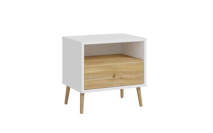 Nachtkommode Harllson EasyKlix, weiß/Mauvelle Eiche-Nachbildung-01