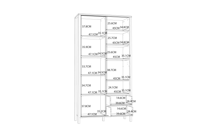 Hochschrank Jytana, Mauvelle Eiche-Nachbildung/schwarz-07