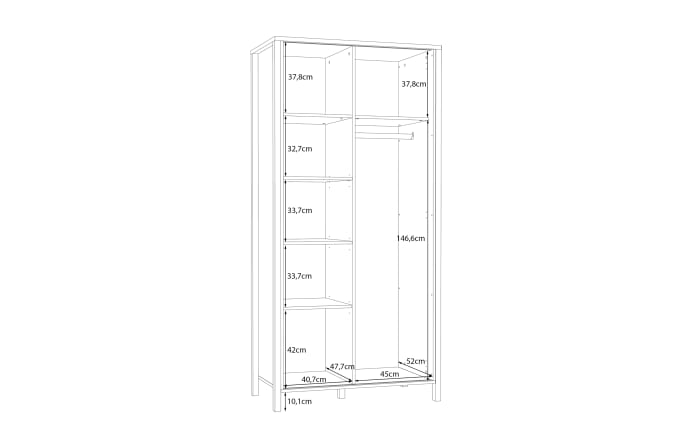 Kleiderschrank Jytana, Mauvelle Eiche-Nachbildung/schwarz-08