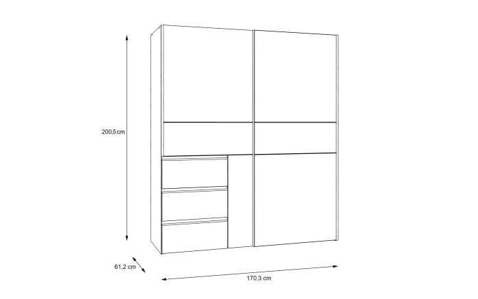 Kleiderschrank Winn2, weiß, 170,3 x 200,5 cm-05