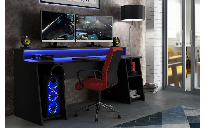 Gaming-Schreibtisch Tezaur, schwarz, 200 cm-02