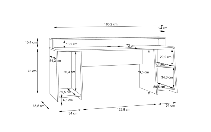 Gaming-Schreibtisch Tezaur, schwarz, 200 cm-06