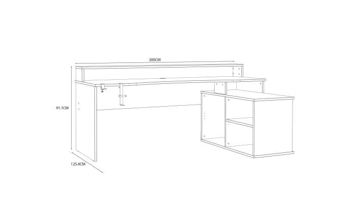 Eck-Gaming-Schreibtisch Tezaur, schwarz/weiß-04