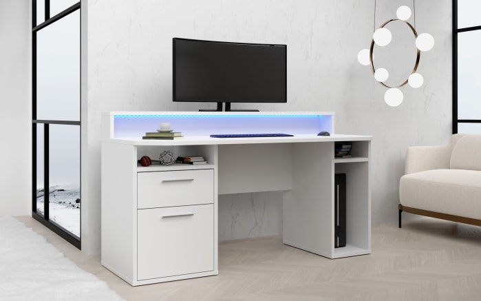 Schreibtisch Tezaur, weiß, inkl. Beleuchtung -02