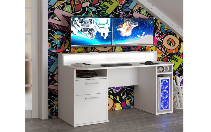 Schreibtisch Tezaur, weiß, inkl. Beleuchtung -03