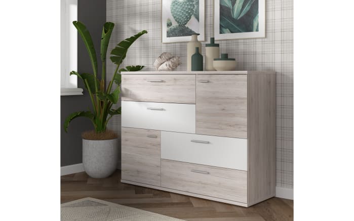 Kommode Skive, Sandeiche-Nachbildung/weiß-01