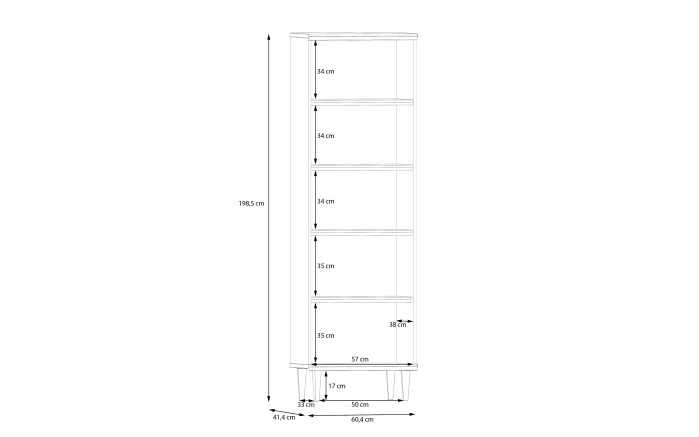 Vitrine Calasetta, Elegania Eiche Nachbildung, 60,4 cm-05