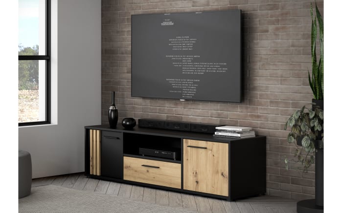 TV-Board Cardigan, schwarz/Artisan Eiche-Nachbildung, 162,6 cm-01