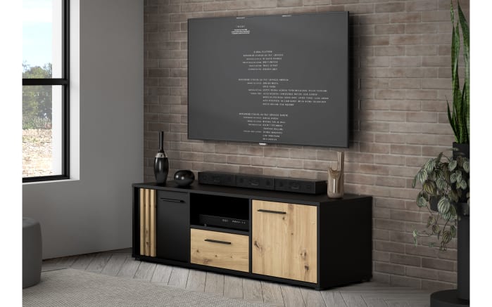 TV-Board Cardigan, schwarz/Artisan Eiche-Nachbildung, 142,6 cm-01