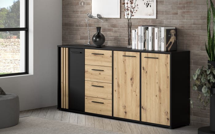 Sideboard Cardigan, schwarz/Artisan Eiche-Nachbildung-01
