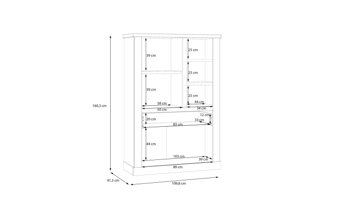 Glasvitrine Duro, Riviera Eiche/Cabezone Eiche-Nachbildung, 160,3 cm-05