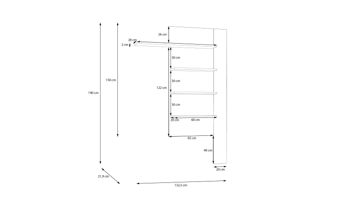 Wandregal Breathtaker, Mauvelle Eiche Nachbildung/sand-03