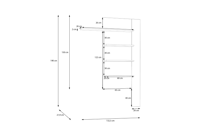 Wandregal Breathtaker, Mauvelle Eiche Nachbildung/terracotta-03