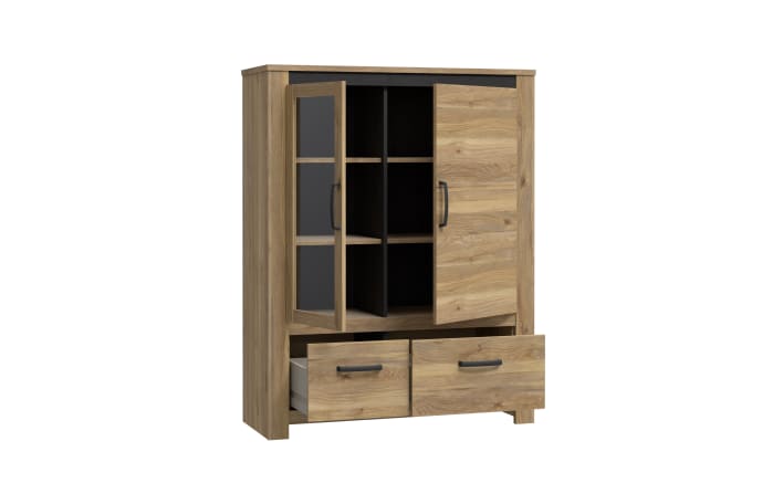 Vitrine San Cayetano, Mauvella Eiche-Nachbildung, 143,7 cm-04