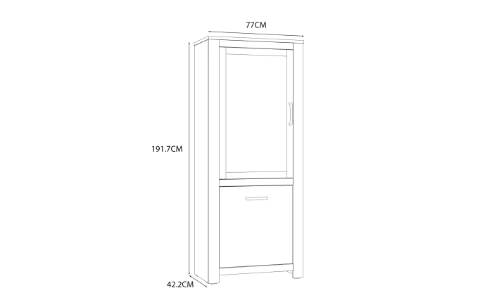Vitrine San Cayetano, Mauvella Eiche-Nachbildung, 77 cm-06