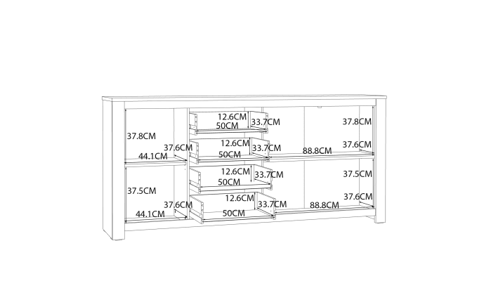 Kommode San Cayetano, Mauvella Eiche-Nachbildung, 206 cm-07