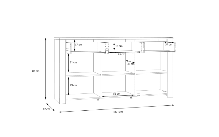 Sideboard Bohol, Riviera Eiche-Nachbildung/grau, 166,1 cm-07