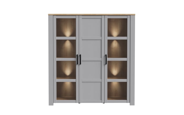 Hochvitrine Bohol, Riviera Eiche-Nachbildung/grau, 151,1 cm-03