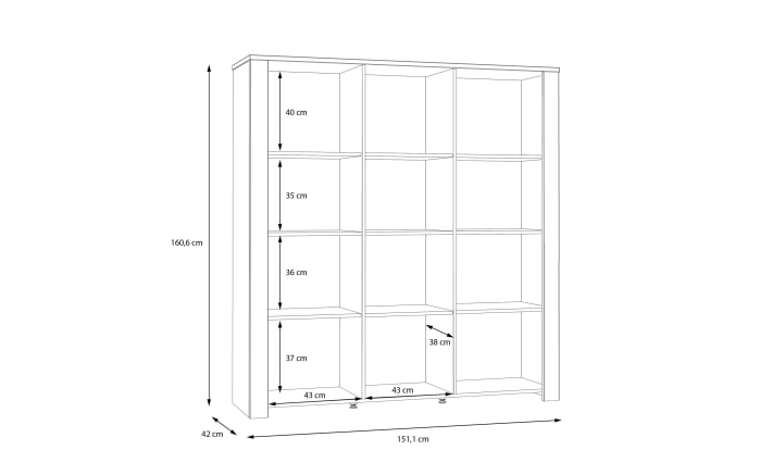 Hochvitrine Bohol, Riviera Eiche-Nachbildung/grau, 151,1 cm-06