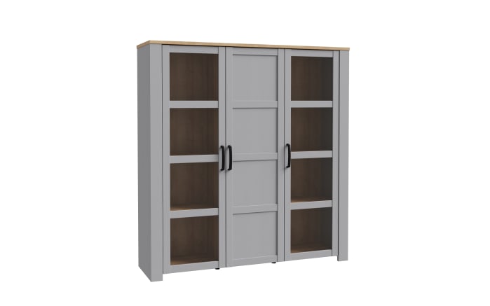 Hochvitrine Bohol, Riviera Eiche-Nachbildung/grau, 151,1 cm-02