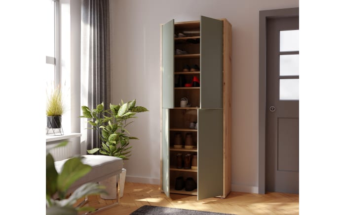 Schuhschrank Alice Springs, Artisan Eiche-Nachbildung/salbeigrün, inkl. Push-to-Open Funktion-03