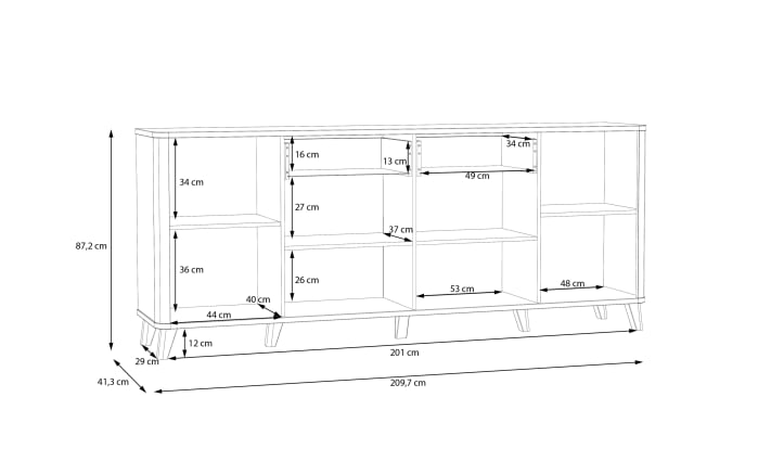 Sideboard Wardiol, Artisan Eiche-Nachbildung/weiß, 209,7 cm-07