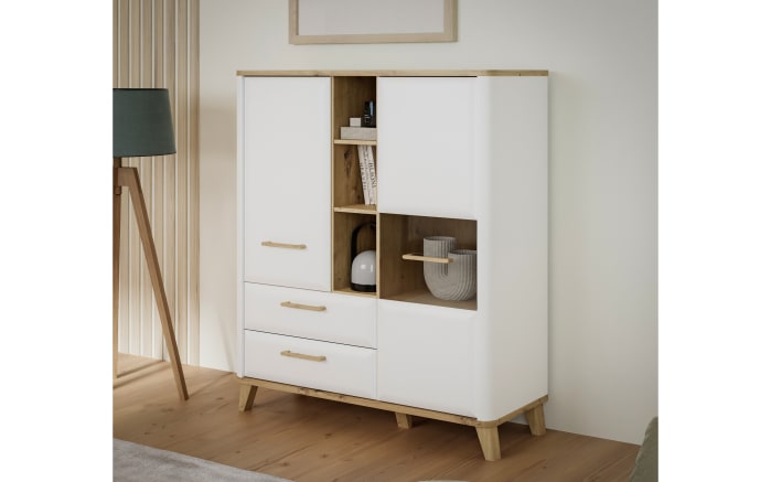 Highboardvitrine Wardiol, Artisan Eiche-Nachbildung/weiß-01